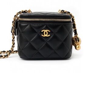Chanel Black and Gold Quilted Mini Bag
